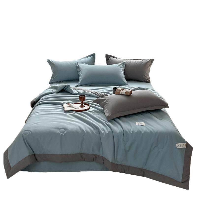 紫罗兰素色简约水洗棉麻夏凉被学生宿舍可水洗机洗空调被家用夏被