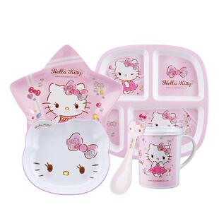 五和凯蒂猫卡通儿童婴儿密胺辅食碗宝宝吃饭分格餐盘防摔防烫餐具