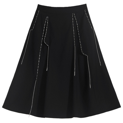 暗黑系山本风A字长裙半身裙