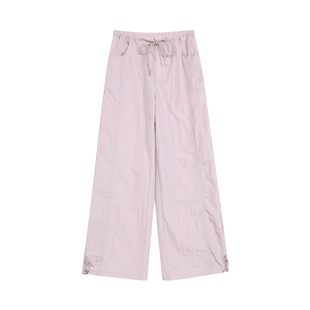 pusumede 【现货5折】抽绳伞兵裤工装裤女高腰阔腿休闲裤子