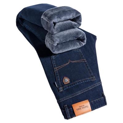 啄木鸟加绒加厚牛仔裤男宽松直筒