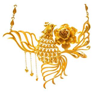 新款橱窗金凤凰套装镀金龙凤手镯项链新娘结婚戒指婚庆五金首饰