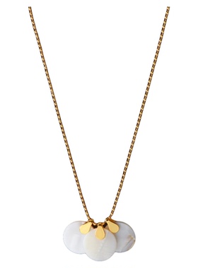 珍珠贝母圆片吊坠项链女