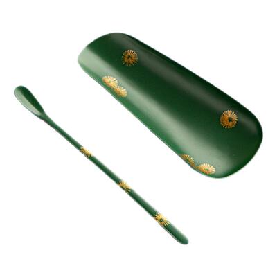 复古老铁做旧茶则大漆点金茶荷