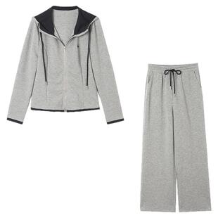 奥莱专柜品牌撤柜 GZ春装新款连帽外套+长裤运动风两件套装女