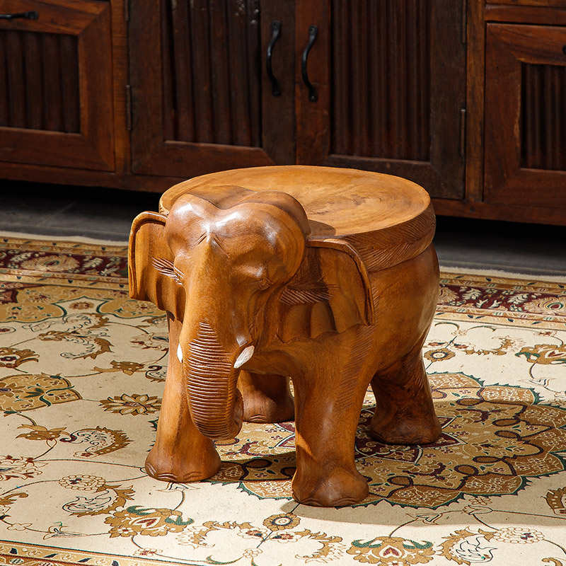大象凳子实木圆凳花架板凳换鞋凳家用门口矮凳木墩穿鞋凳新中式