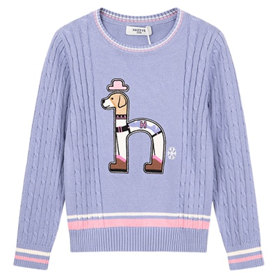 【新年】hazzys哈吉斯童装女童毛衣2025秋中大童线衣套头针织上衣