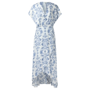 首降3折|歌莉娅连衣裙女夏季海边度假连身裙法式V领长裙