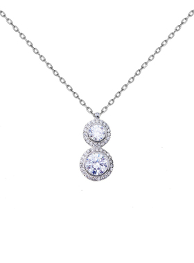 Silver house925银双生星环锁骨链 细腻火彩锆石轻奢走心告白礼物
