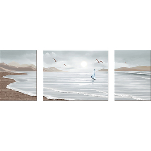 一帆风顺客厅装饰画现代简约沙发背景墙肌理挂画高级感大白墙壁画