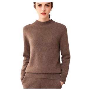 秋冬新款羊绒衫女套头半高领100%纯山羊绒打底衫短款长袖针织毛衣