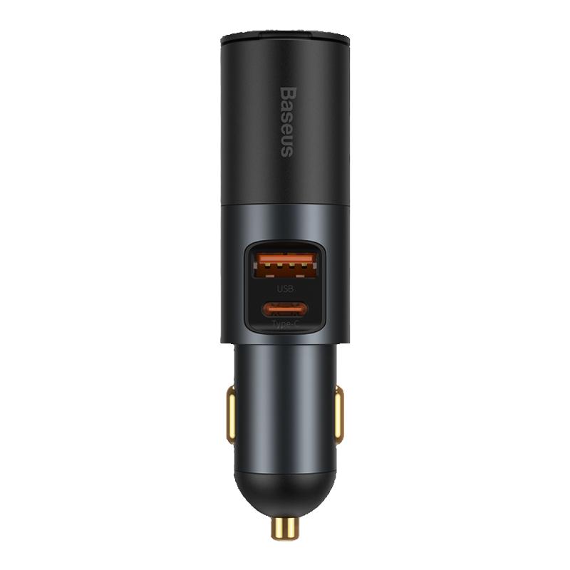 倍思车载充电器汽车点烟器扩展口USB快充typec手机电源快速转换头