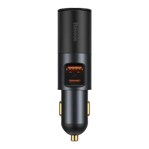 倍思车载充电器汽车点烟器扩展口USB快充typec手机电源快速转换头