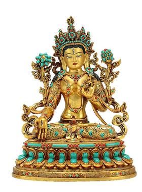 镶嵌宝石家居摆件藏村铜鎏金雕花