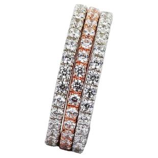 整圈排钻925纯银镀铂金百搭钻戒指女钻石 玫瑰金彩金叠戴尾戒配戒