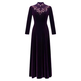 名兰世家妈妈婚宴礼服喜婆婆婚礼装新中式旗袍丝绒宴会连衣裙喜服