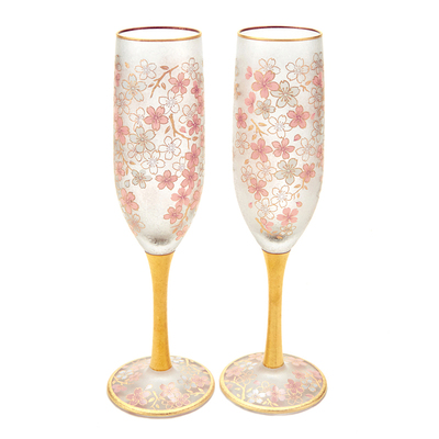 日本樱花藤曼香槟杯结婚礼物