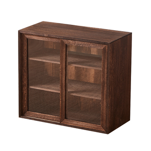 实木茶具博古架防尘移门三层收纳柜茶杯茶壶展示架茶柜置物架吊柜