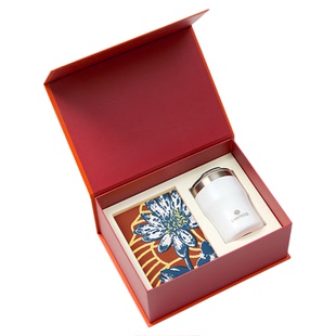 万事利2025新款双面印染真丝大方巾套装保温便携杯礼盒套元气满满