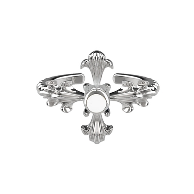 INIZIO圣百合十字架纯银戒指