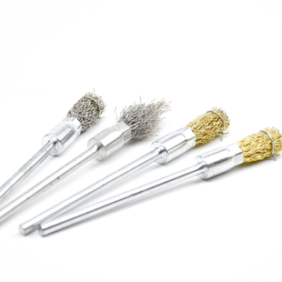 加长不锈钢笔刷钢丝磨头 6mm柄超长钢丝刷  锥形笔刷 宝塔形刷子