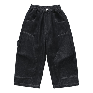 2025冬季男童一体绒牛仔裤儿童加厚保暖防掉色休闲柔软加绒牛仔裤