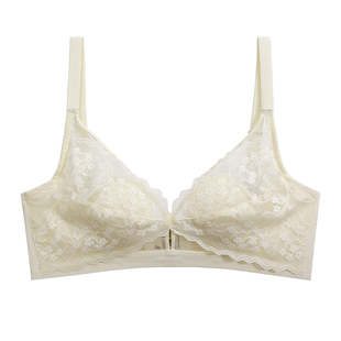 法式蕾丝薄款水晶杯大胸显小内衣女显瘦无钢圈收副乳兔耳朵杯文胸