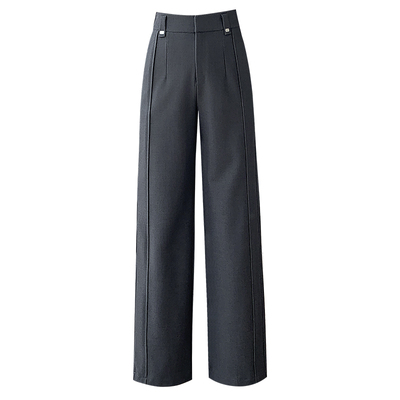 深灰色羊毛直筒西装裤女2025新款秋冬休闲西裤垂感高腰窄版阔腿裤