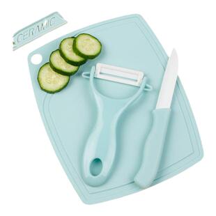 陶瓷水果刀三件套家用厨房刀具宿舍用学生塑料便携削皮刀套装小刀