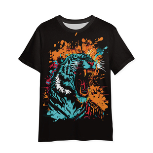 新款印花T恤男士夏季薄款透气凉感宽松短袖街头艺术风男装上衣