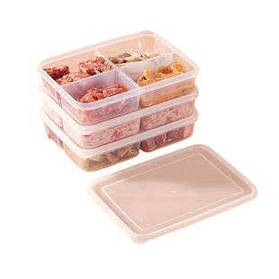 冰箱六格收纳盒分格保鲜盒家用冻肉蔬菜食物分装盒大容量备餐冷冻