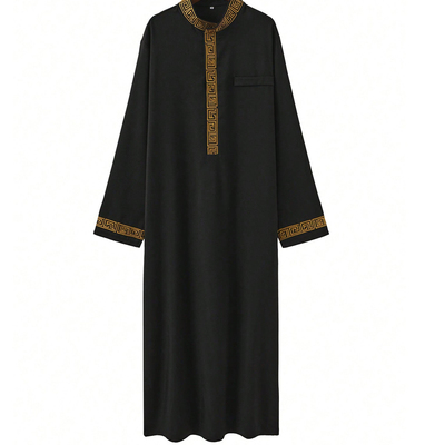 男士穆斯林连帽长袍中东迪拜宽松礼拜服刺绣男袍阿拉伯民族服饰