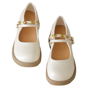 红蜻蜓女鞋2025秋冬新款小皮鞋一字带法式粗跟厚底增高玛丽珍鞋女