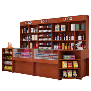 烟酒展示柜超市收银台酒柜货架烟柜背柜实木柜台展柜灰色