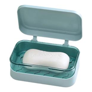 卫生间肥皂盒带盖香皂盒浴室免打孔翻盖家用沥水洗衣皂盒皂架双层