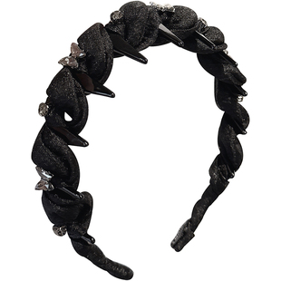 高颅顶发箍女2025新款蝴蝶闪钻麻花带齿防滑发卡百搭外出头箍发饰