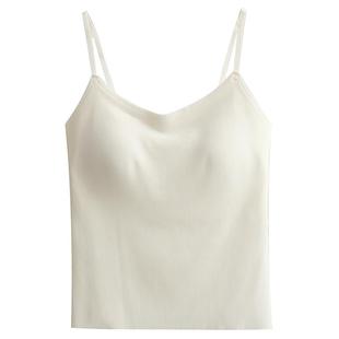 美背无痕吊带背心女夏季新款冰丝带胸垫修身内搭外穿打底抹胸上衣