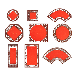 六品堂木质万年红福卡镂空挂件质感卡纸空白手写福字硬卡斗方装饰用品加厚宣纸2026新年春节专用书法作品纸