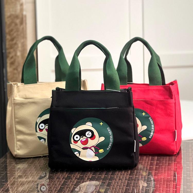 日式环保帆布手提包饭盒袋子上班族通勤带饭便当包学生便携手拎袋