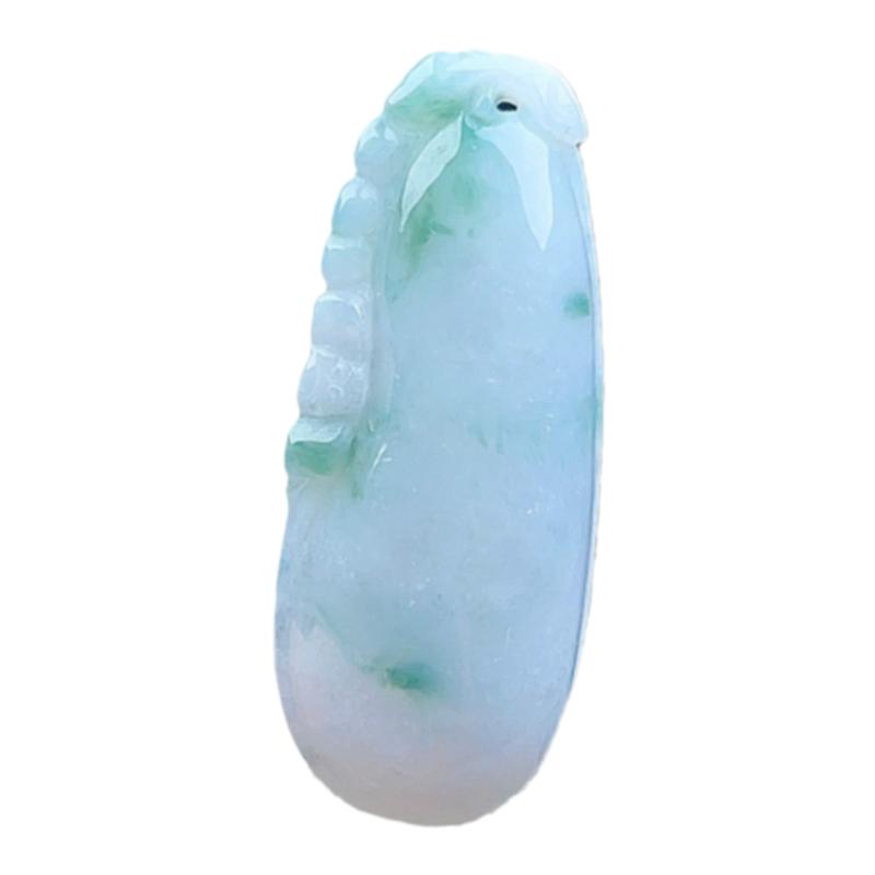 天然翡翠福瓜吊坠乳白飘花清新