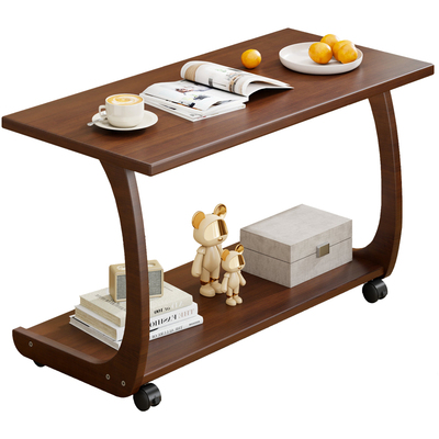 全网热销实木沙发边几带轮茶台