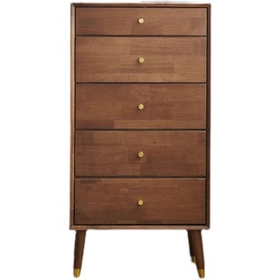 实木斗柜现代简约家用客厅靠墙储物柜胡桃色卧室收纳柜抽屉柜立柜