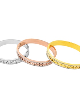 韩版轻奢双排锆石钛钢女手镯