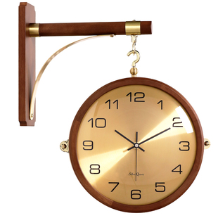 中古风欧式高级感客厅家用转角2026新款电子双面壁挂钟拐角时钟表