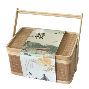 新年礼品篮中秋节月饼空礼盒竹编手提篮糕点特产大闸蟹糕点竹篮子