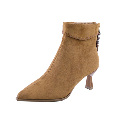 爆款高跟秋冬尖头法式短靴气质