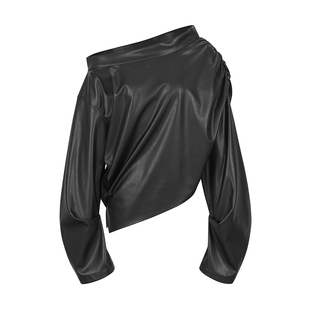 无以幻象 WUYIHUANXIANG 不对称斜领罩衫皮衣