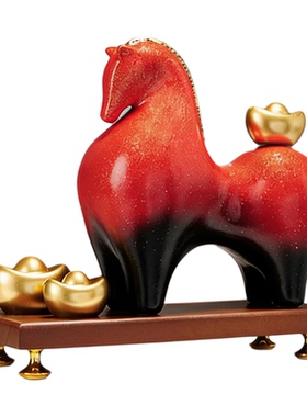 创意马年吉祥物摆件红色马上有钱玄关装饰品家居新年国风马到成功