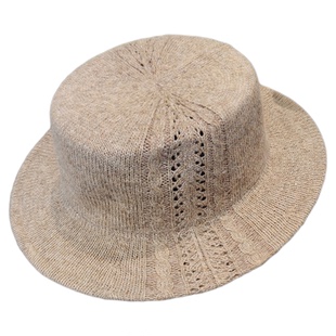 宅女同款镂空平顶帽子女羊毛针织帽显脸小宽檐礼帽艾达精品一号