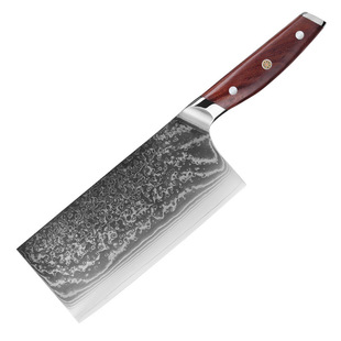 正品酸枝木大马士革钢高端菜刀家用斩切刀厨师用切肉切菜切片刀具